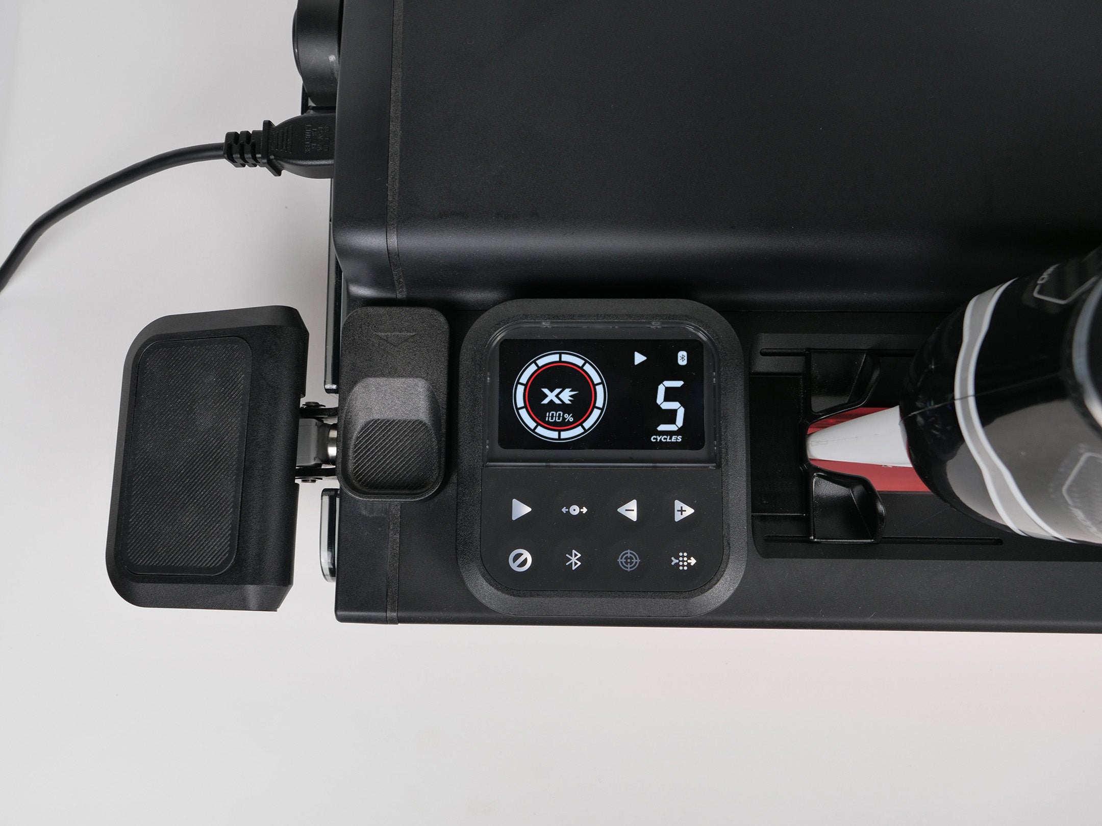 Picture of Sparx skate sharpener focused on the LCD Multi Function display.